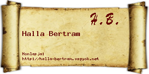 Halla Bertram névjegykártya